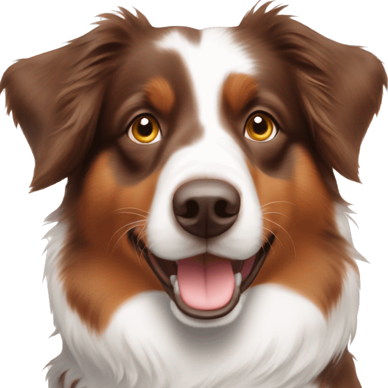 Red tri Australian shepherd with a crooked white stripe emoji