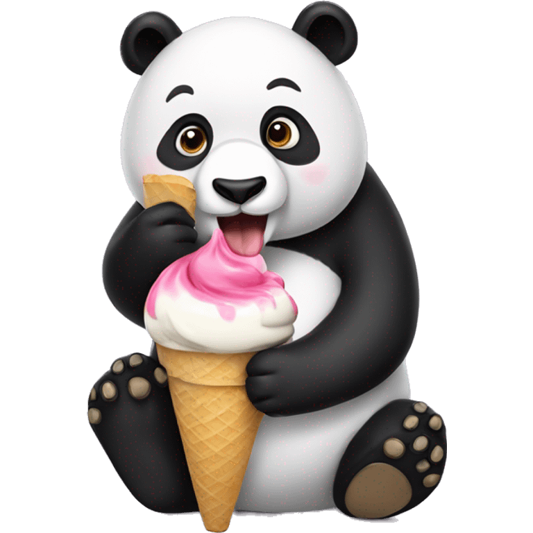 Panda eating ice cream emoji