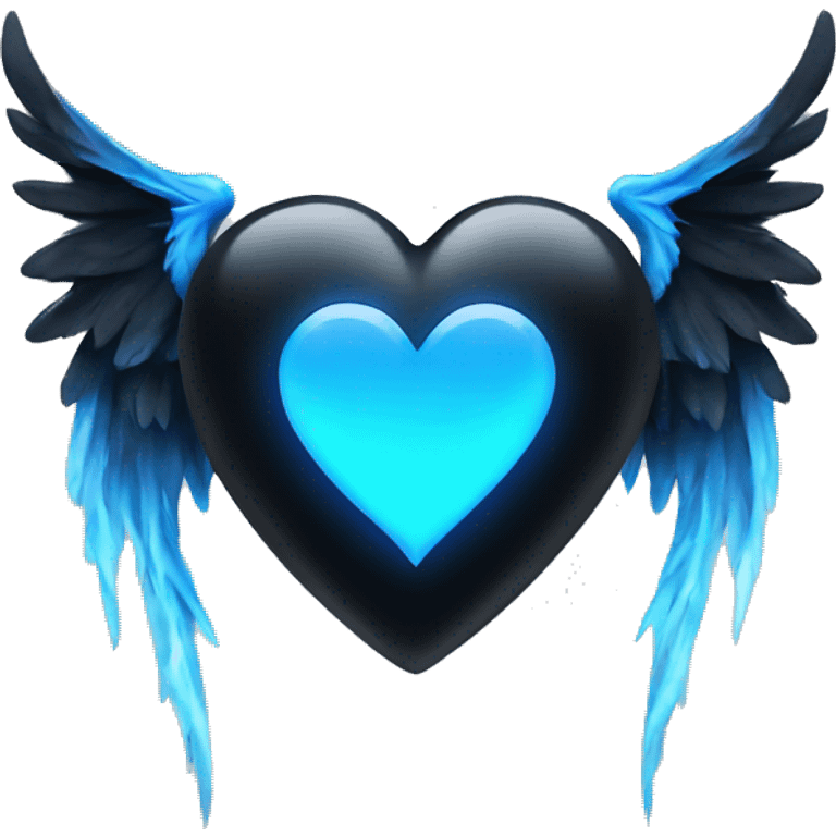 Black heart with blue flames and wings  emoji