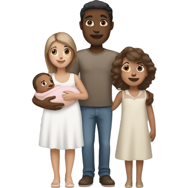 man with brown skin and woman with white skin holding a baby girl emoji