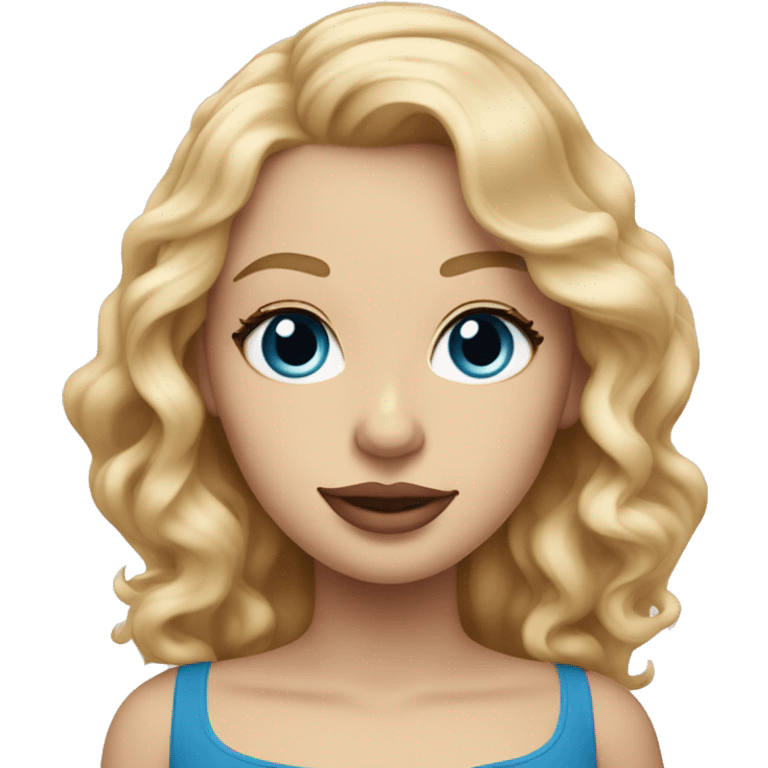 White strawberry blonde female with long wavy hair and blue eyes and pink lips emoji