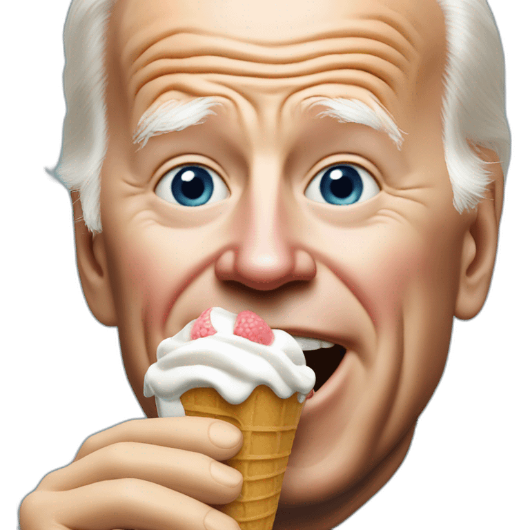 Joe biden is eating an ice cream emoji