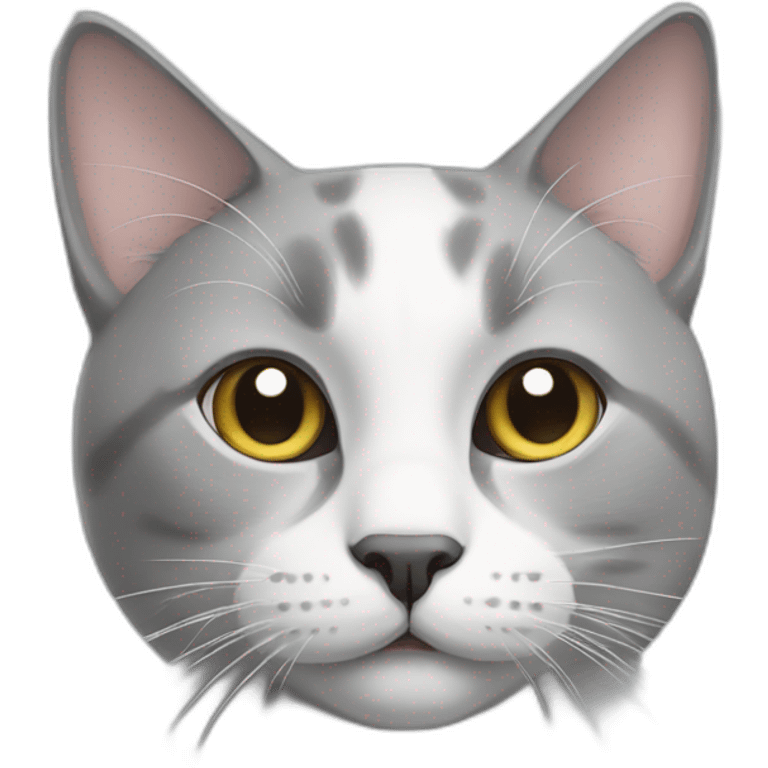 grey and white cat with dot on nose emoji