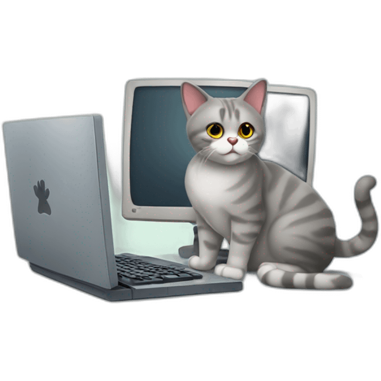 british cat and computer emoji