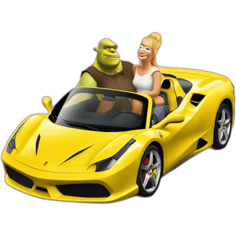 Shrek et homer dans une ferrari emoji