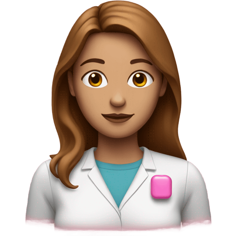 white woman with brown hair and pink pills  emoji