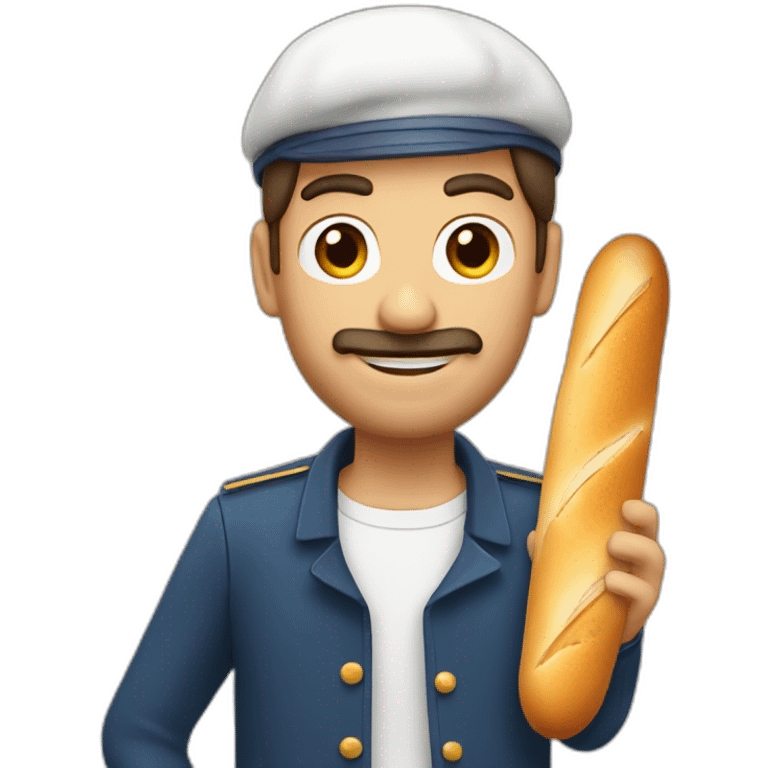 french man holding a baguette emoji