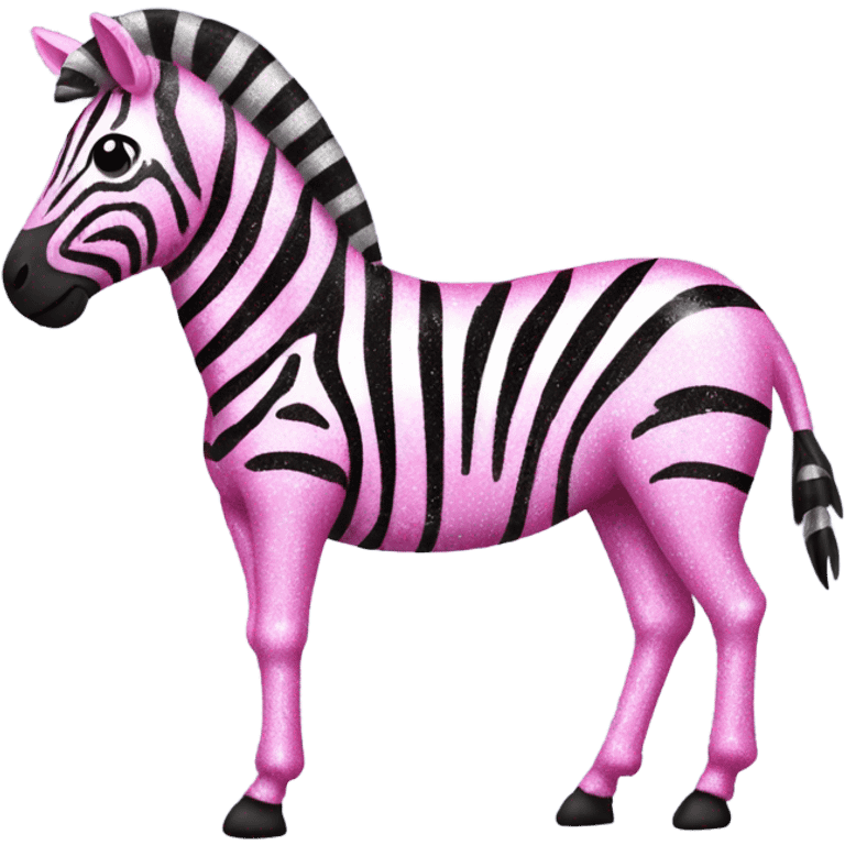 Pink full-body zebra with glitter emoji