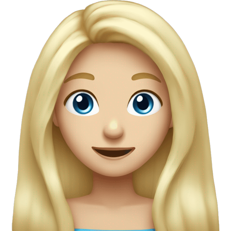 blonde long hair blue eyes girl cute giggle emoji