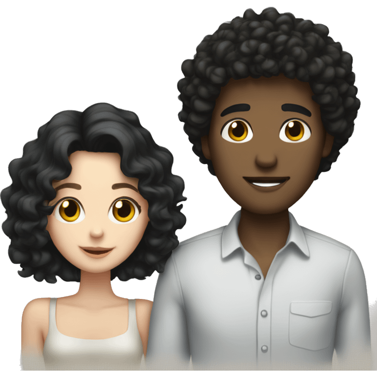 white brunette boyfriend and white curly black haired girlfriend emoji