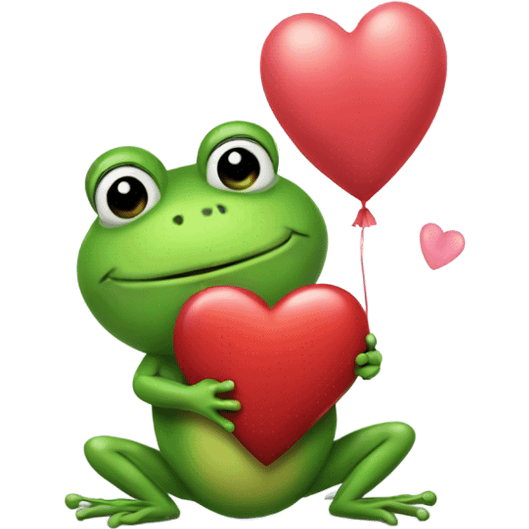 Frog holding heart balloon  emoji