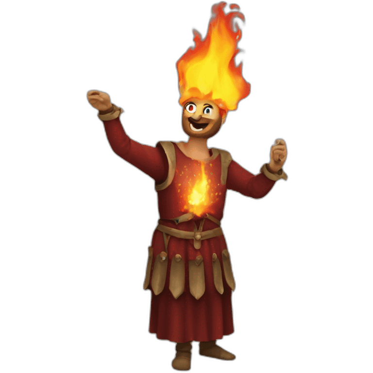 medieval fireeater acting for audience, torso, without the audience emoji