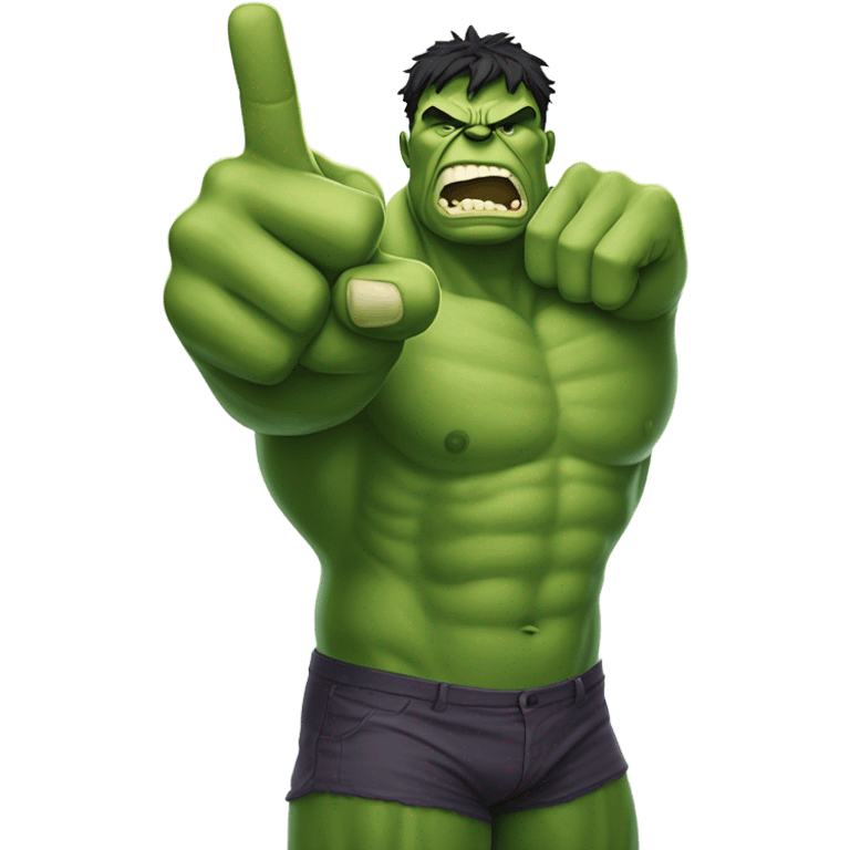 Hulk holding index finger and middle finger up emoji