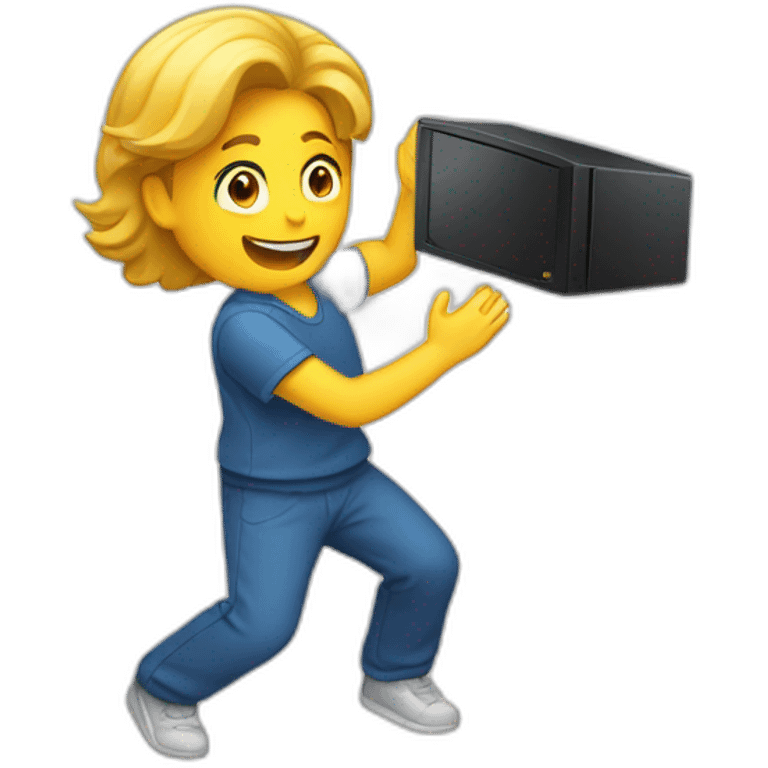 A person throwing set top box emoji