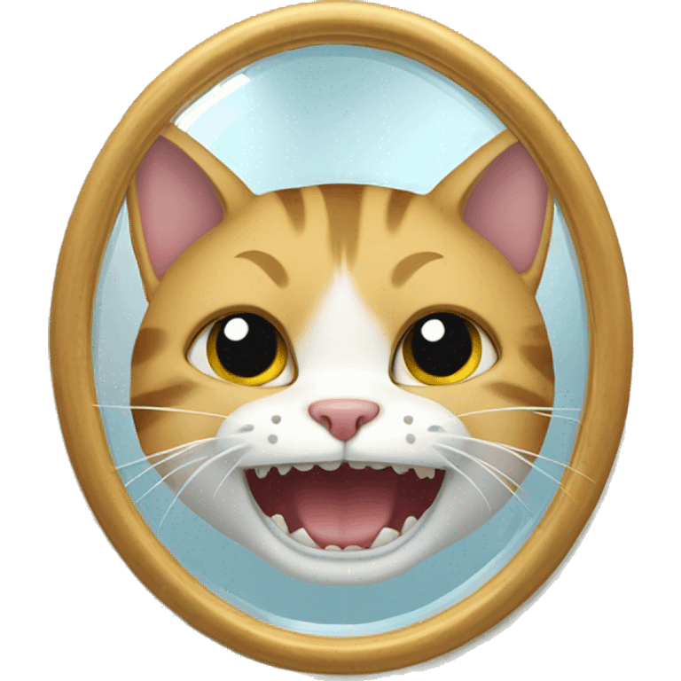 cat looking in mirror with teeth falling out emoji