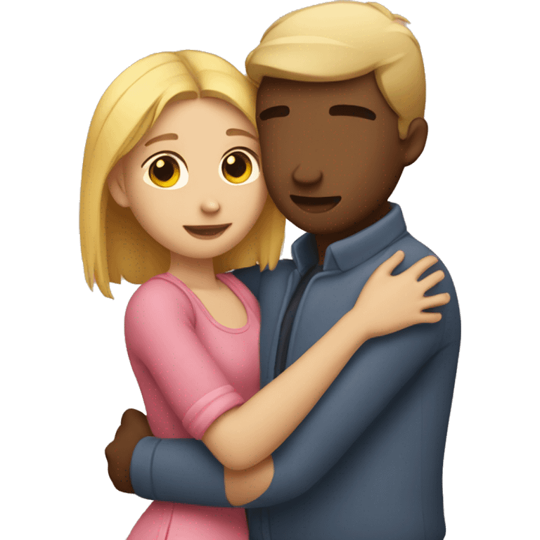 Girl with boyfriend hug emoji