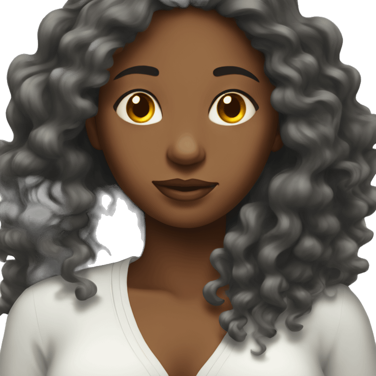 Beautiful black woman long hair waking up with sun  emoji