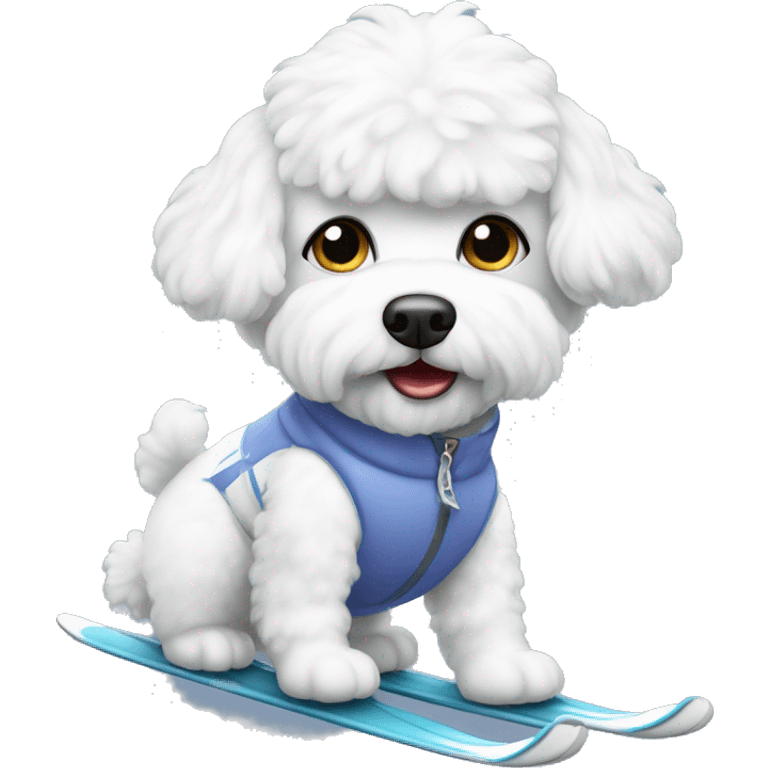 Bichon wearing dress while skiing  emoji