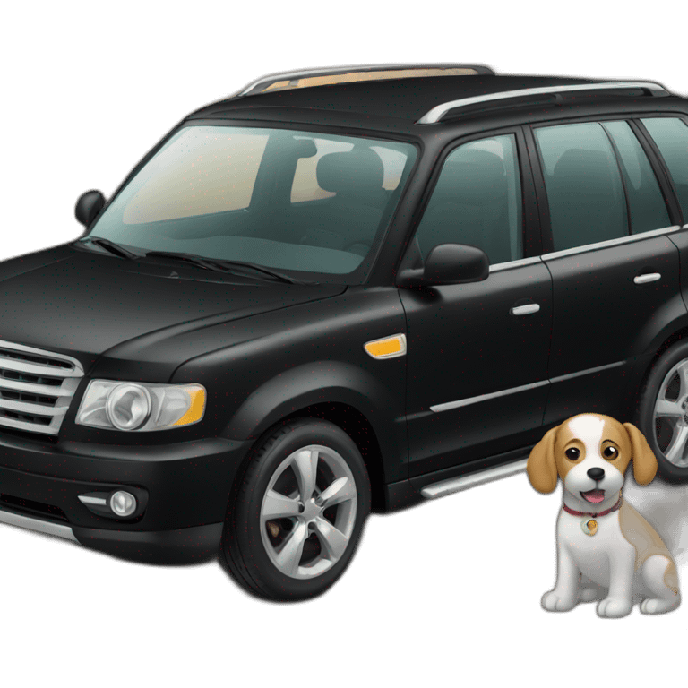 Black car and dog emoji