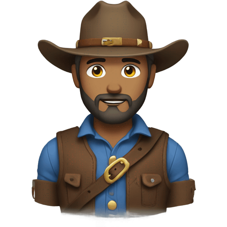 Cowboy with a  beard and blue vest and brown belt emoji