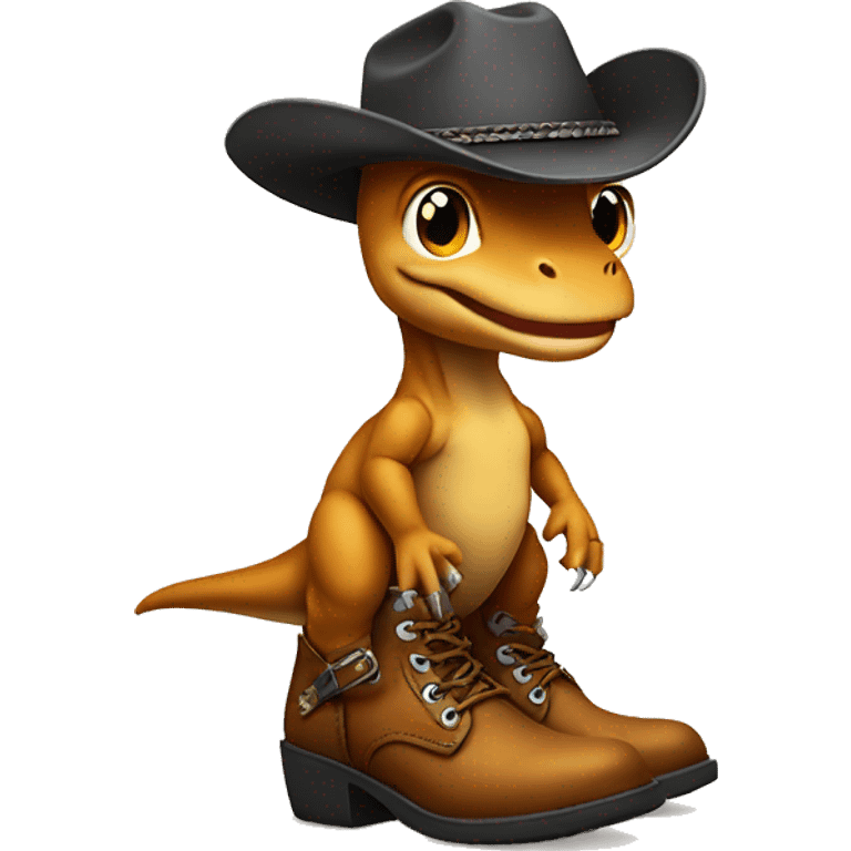 Baby T. rex with cowboy boots emoji