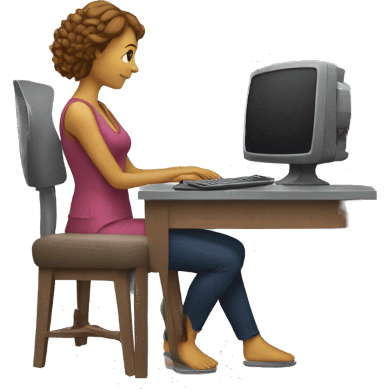 two women sitting at a computer emoji