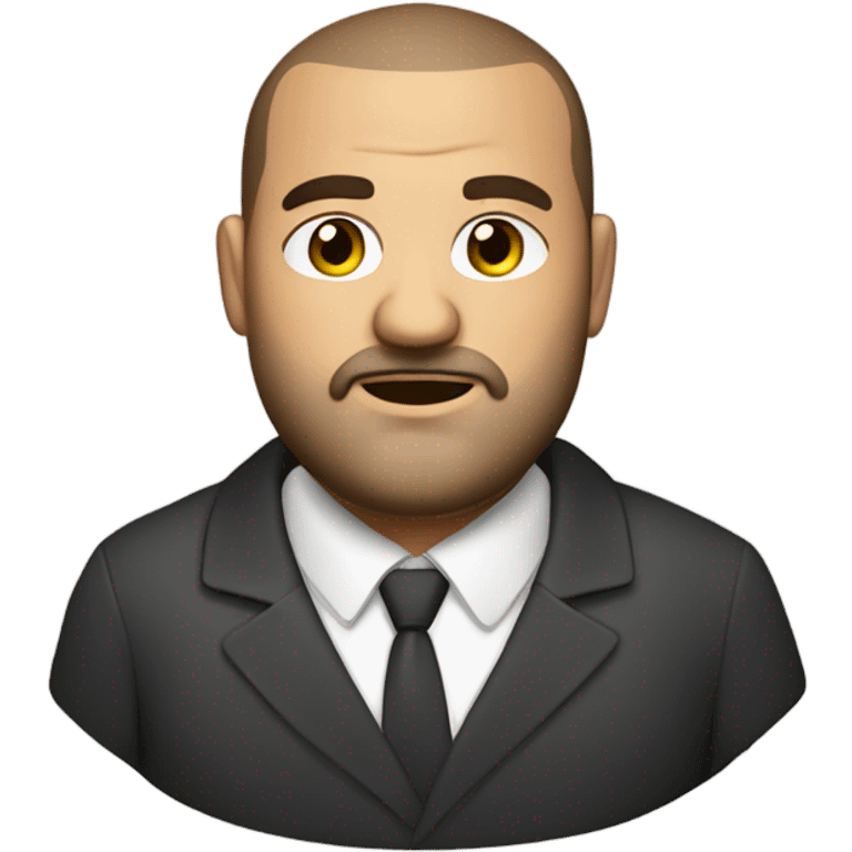 overweight italian business man, with brown buzz cut and a stubbled beard. emoji