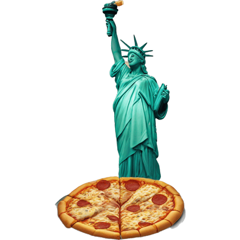 the statue of liberty is eating pizza emoji