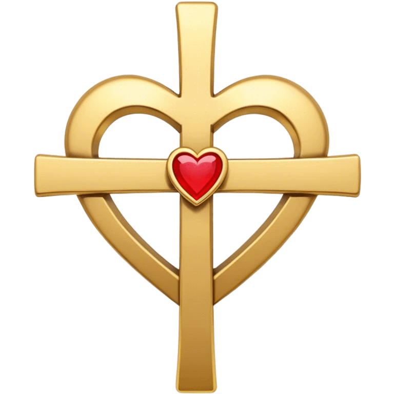 Two hearts around a simple gold cross  emoji