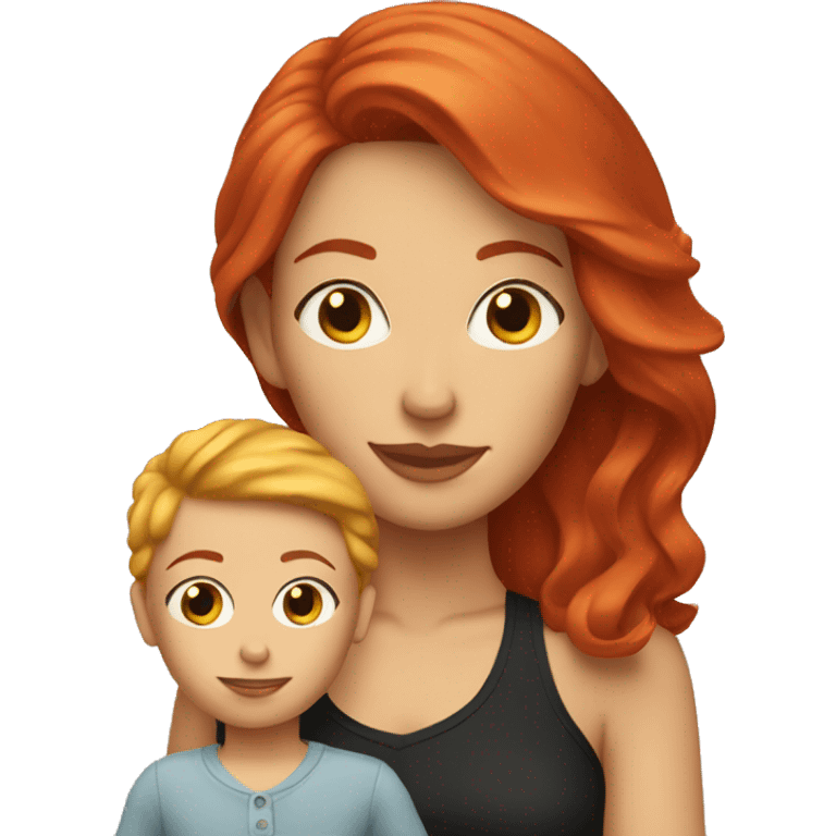 Mom with red hair and blonde toddler  emoji