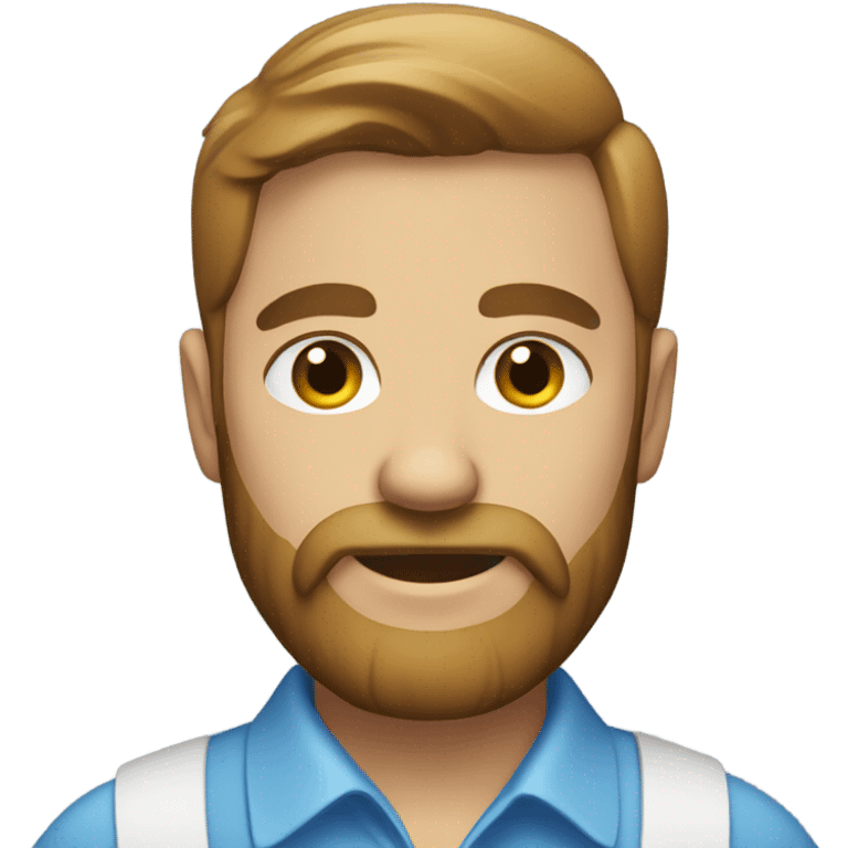 A man with a beard and white and blue shirt emoji