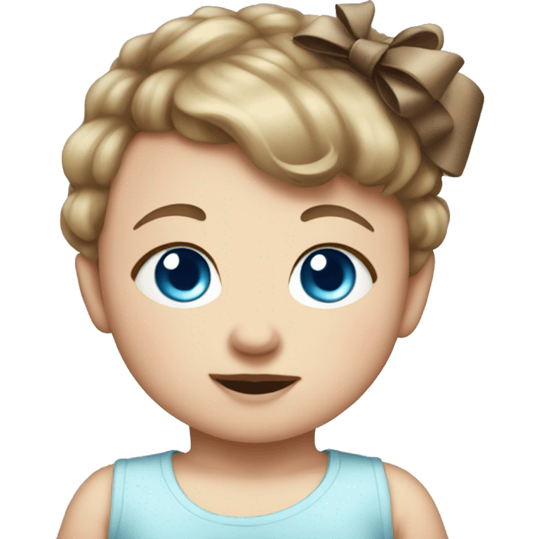 Baby with blue eyes and chubby cheeks and a bow in the hair emoji