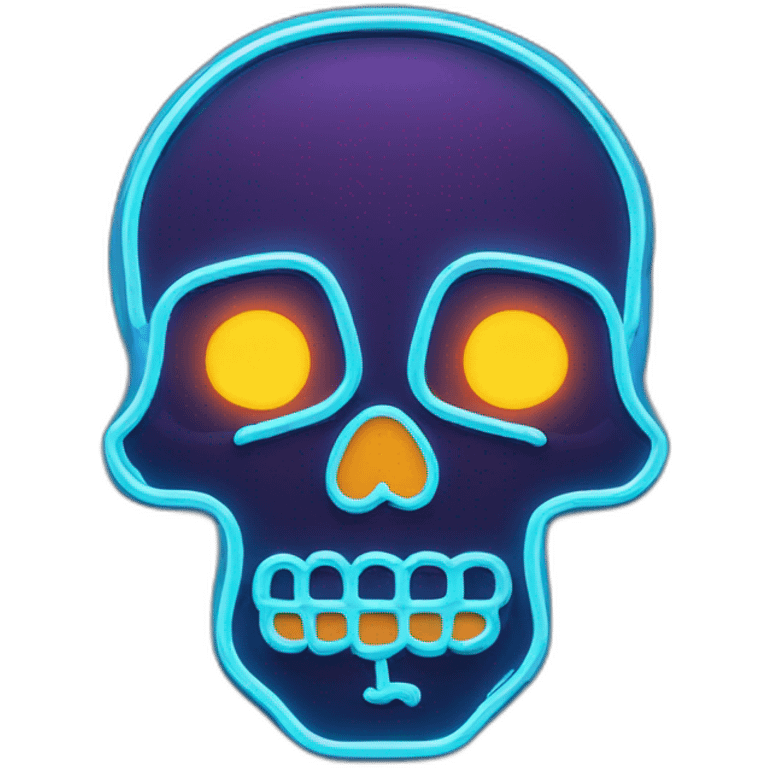 skull shape neon sign style emoji