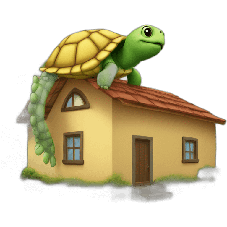 une tortue sur le  toi d'une maison emoji