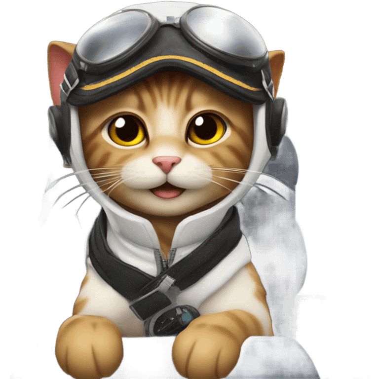 Cat pilot flying an airplane emoji