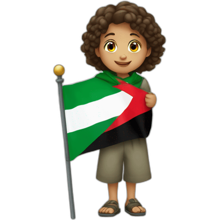 Un enfant qui tien le drapeau de la palestine  emoji