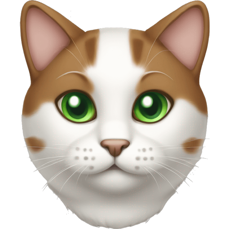 Cute brown and white cat with green eyes emoji