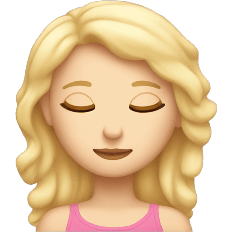 Blond girl sleeping comfortably in a comfy bed emoji