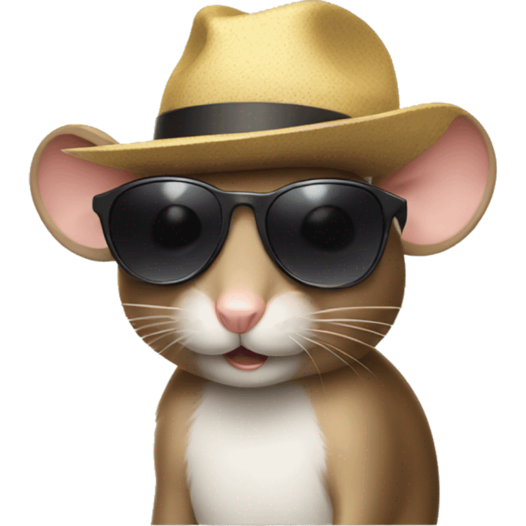 mouse with a hat and sunglasses  emoji