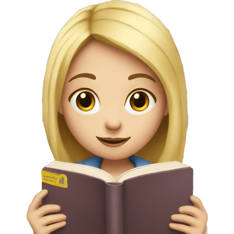 A girl with fair skin is reading a book. emoji