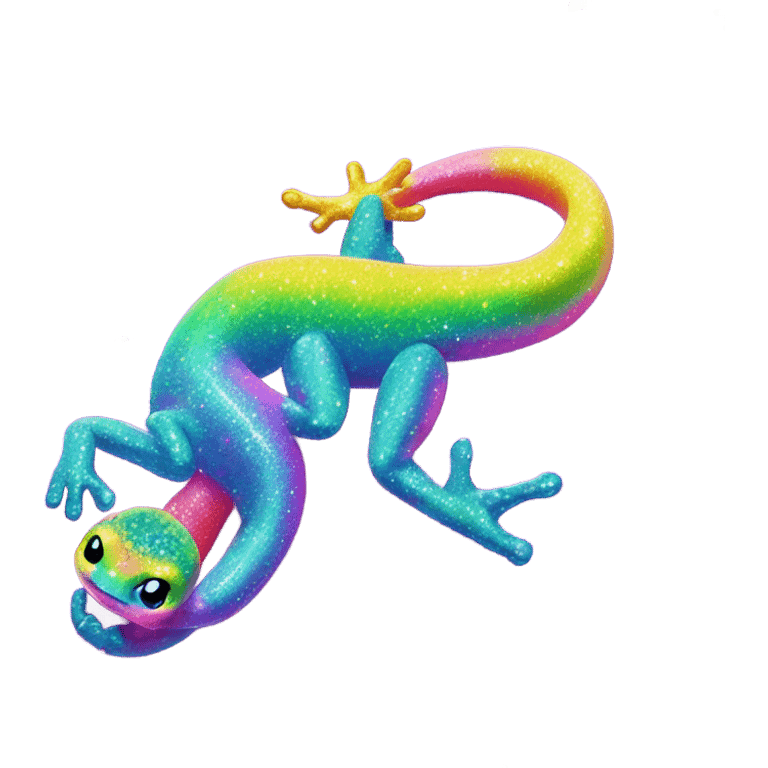 Lisa frank glitter gecko with a lily emoji