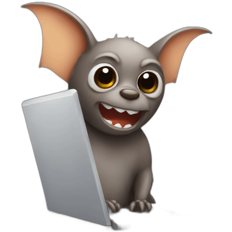 a bat using a laptop emoji