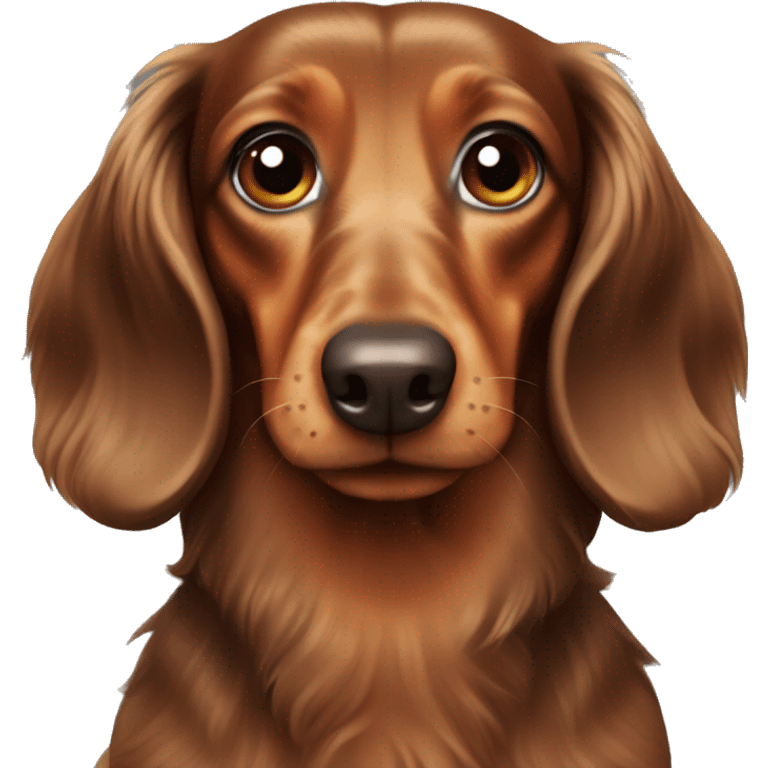 Brown long haired dachshund  emoji