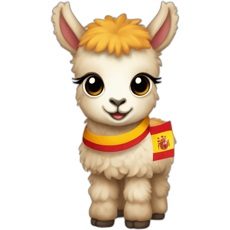 Baby llama with the Spain flag emoji