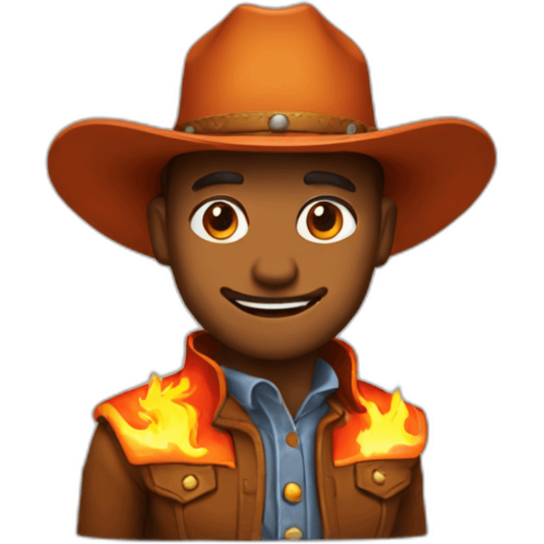 cowboy with a hat of fire emoji