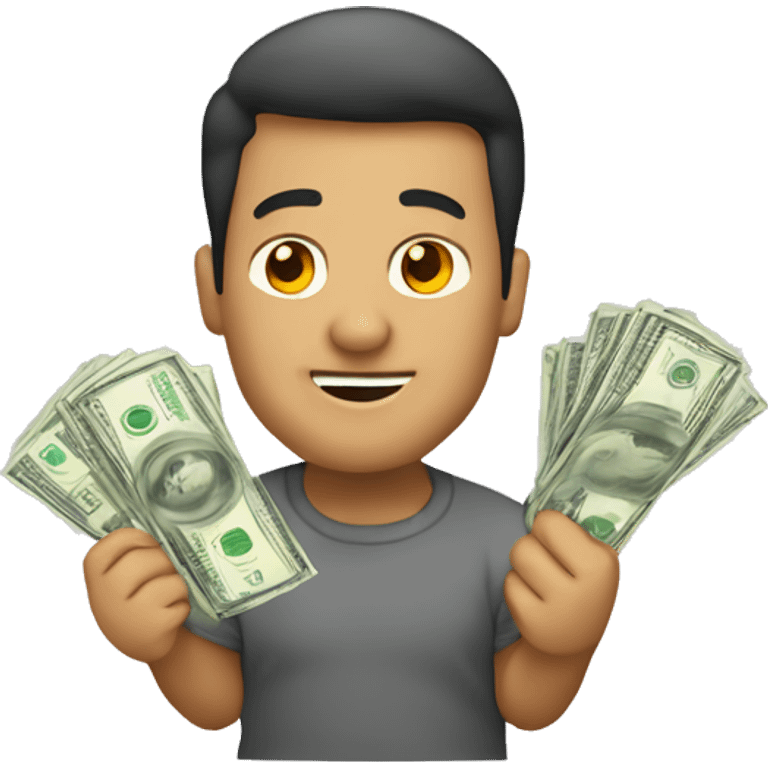 Ganancias con dinero cayendo emoji