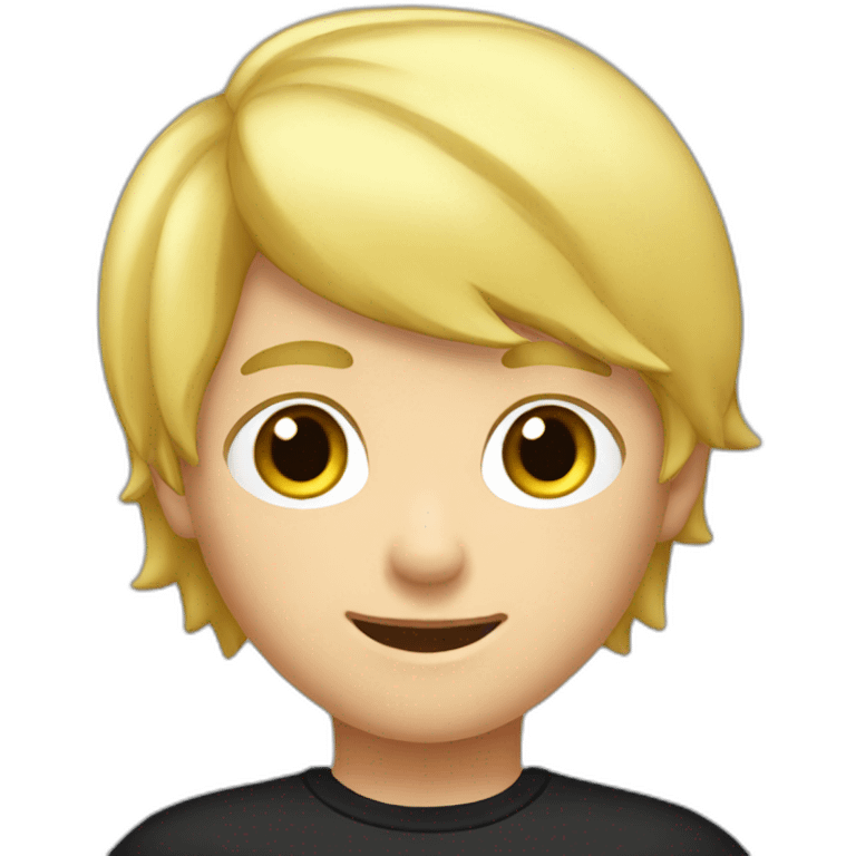 blond boy - cap balck - hair short - shirt black emoji