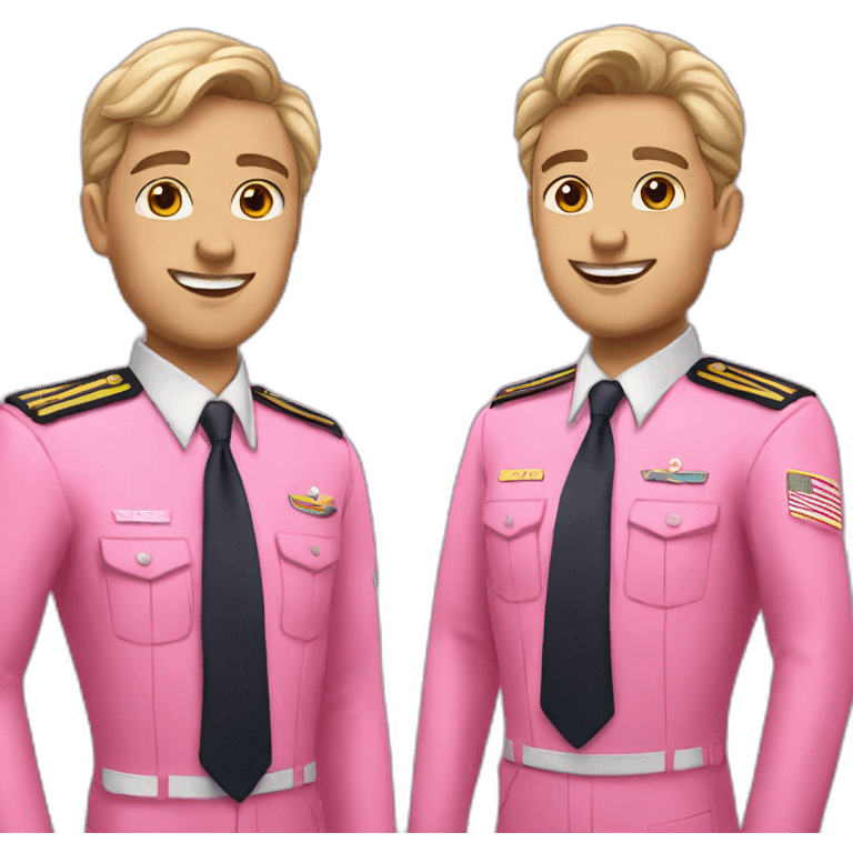 Two white gay pilots in pink uniform emoji