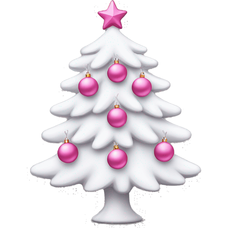 A cute white Christmas tree with pink ornaments  emoji