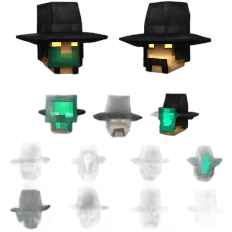 Pixel Minecraft Fedora Halloween Head Mask Diamond Obsidian Emerald Flame Shiny Glow Reward Legendary Unique Epic Mystery emoji